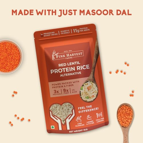 Image of Pink Harvest Farms Red Lentil High Protein Rice| Vegan |Low GI | Diabetic Friendly - 1 Kg