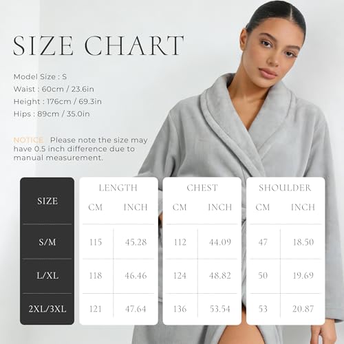 Image of HEARTNICE Womens Fleece Robes, Soft Plush Long Bathrobe, Thick Kimono Robes for Womens, Warm House Coat