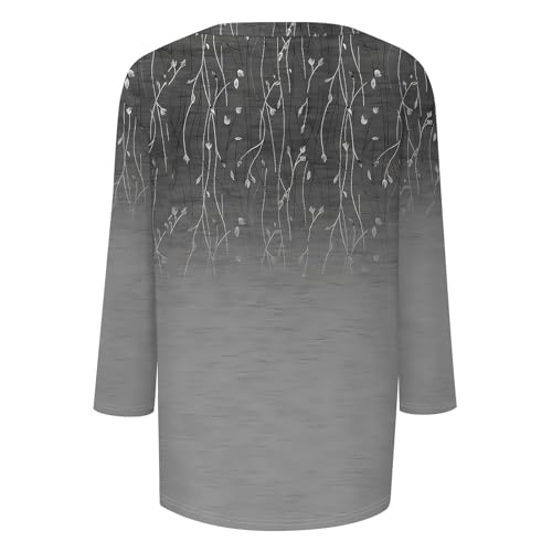 Women 3/4 Sleeve Tops and Blouses Summer V Neck Shirts Classy Printed Slim Fitted Casual Tunic Cowgirl Outfits4