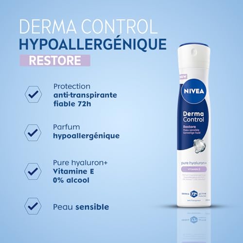 Nivea déodorant spray anti transpirant derma control restore 200ml - vue 3