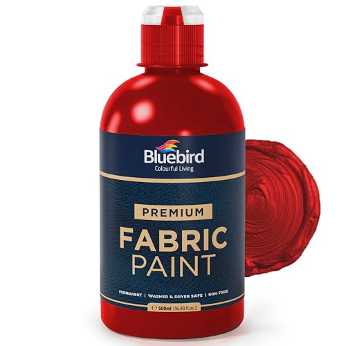 Image of BLUEBIRD Fabric Paint, Blood Red, 16.9 Fl Oz, Permanent Fabric Paints for Clothes, Furniture Upholstery