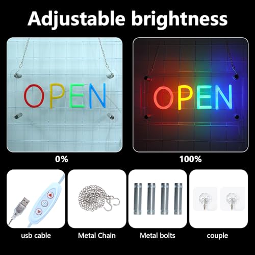 Image of ENUOLI Open Neon Sign Lightbox Open Sign Neon Lights Sign for Bedroom Dimmable Neon LED Sign Neon Wall Light for Bar Restaurant Hotel Shop Club Decor