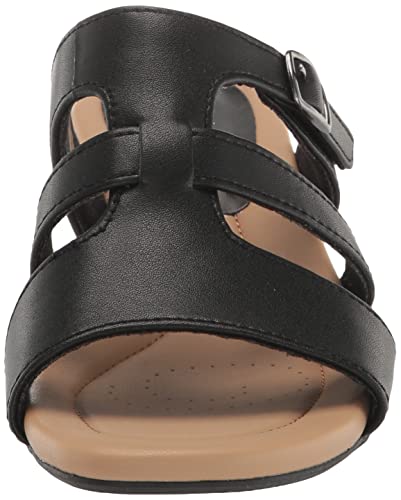 Clarks Clarks Women's Desirae Palm Heeled Sandal, Black Leather, 6.5 Medium US