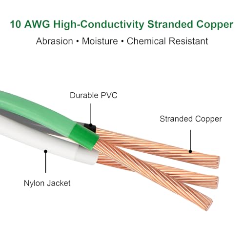 10 AWG THHN Wire 100FT 3-Color Set (Black/White/Green) Stranded Copper, Pre-Twisted Conductors, THHN/THWN-2 Rated, 600V, Nylon Jacket for Conduit, Residential & Commercial Wiring by XRDS -RF - Used condition - Image 2