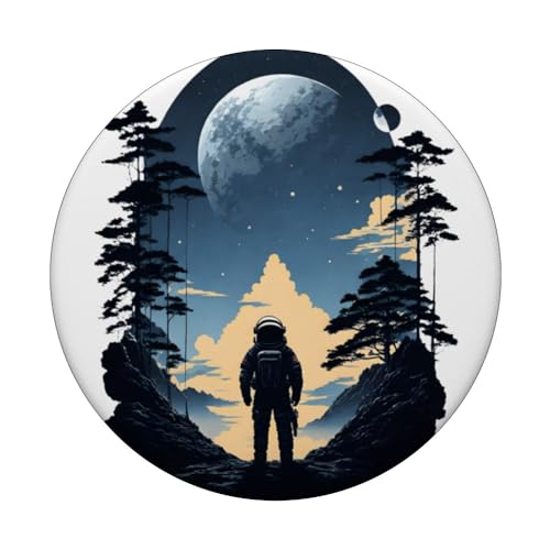 lost Space pilot walking in unexplored outside space PopSockets Swappable PopGrip, Black - Image 3