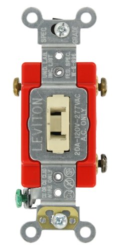 Leviton 20-Amp, 120/277-Volt, Toggle Locking 3-Way AC Quiet Switch, Extra Heavy Duty Grade, Self Grounding, Back and Side Wired, 1223-2IL, Ivory image 5