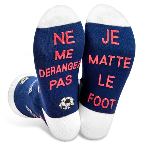 Chaussette Humour Homme Fantaisie Coton Drole Personnalisé Rigolotes Humoristiques Football Socks Imprimé Lettres Cadeau Paternité Anniversaire Papi Le jour...