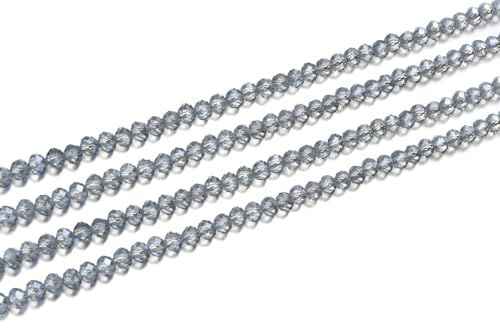 Image of 1000pcs Czech Faceted Rondelle Crystal Glass Beads 6mm Bulk Silver Blue Shimmer
