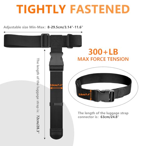 Image of 5 Packs Luggage Straps for Suitcases, 2 Luggage Connector Straps & 2 Adjustable Bungee Luggage Belt & Elastic Strap, Connect Up to 4 Suitcases & Add a Bag, for 20-32 Inch Luggage, Black