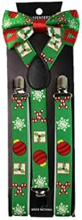 TENDYCOCO Christmas Bow Tie Suspenders Set Adjustable Suspenders Bowtie Cute Trousers Braces for Man Woman