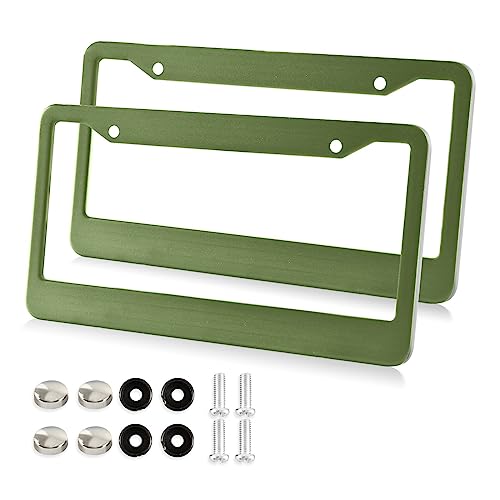 Kigai Green License Plate Frame, 2 Pack License Plate Holder, Universal Car License Plate Frames with Screws Included by Kigai - Used condition - US$17.67
