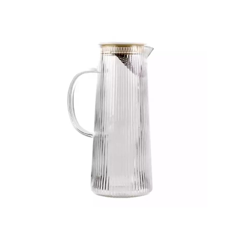 MYUYEE Water Carafe Vertical Stripes Glass Cold Kettle Heat-Resistant Large-Capacity Home Water Pitcher Juice Drink Beverage Carafe Teapot Jug Water Jugs (Transparent)