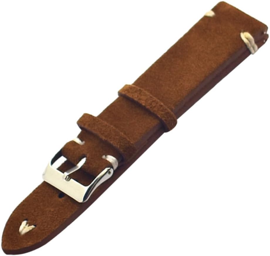 Leather Watch Band Hand Stitching, Elastic Retro Strap for Men