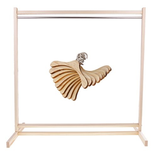 Preisvergleich Produktbild Puppenhaus Holz Möbel Set - 1pcs Miniatur Kleiderständer + 10pcs Metall Haken Kleiderbügel Für 1 / 4 Puppen Zubehör