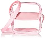 Sports Stadium Approved Clear Messenger Bag Clear Shoulder Bag Transparent Purse with Adjustable Strap (Pink)
