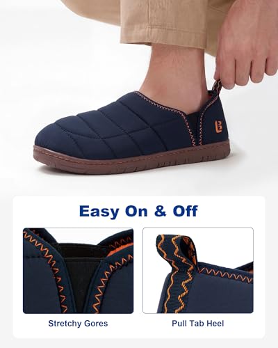 Image of LongBay Men's Outdoor Slippers Two Tone Indoor Bedroom House Shoes Gifts | Nylon Upper, Memory Foam Insole, Coral Fleece Lining, Slip On, Lightweight and Packable, Camping Garden, All-Season Wear