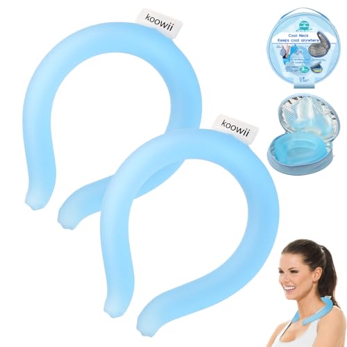 Image of 2-Pack Neck Cooling Tubes with Insulated Carry Bag | Reusable PCM Neck Cooling Rings, Hands-Free Wearable Neck Cooler for Summer Travel, Outdoor Work, Walks, and Sports
