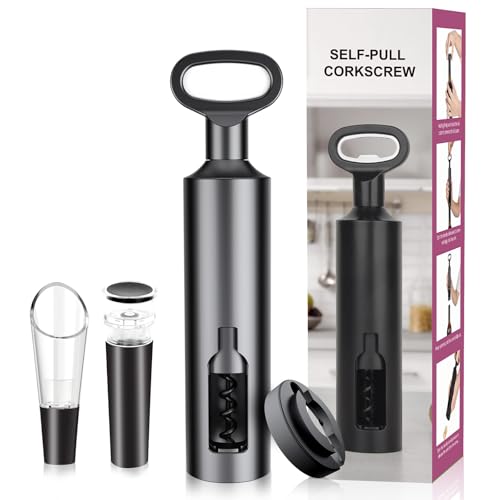 Corkscrew Wine Bottle Opener Fits Various Sizes of Corks - 5-in-1 All-in-One Bottle Opener Set with Foil Cutter, Vacuum Stopper, Pourer Portable Versatile Scenarios