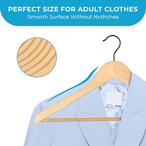 Js Hanger Wooden Coat Hangers, 16 Pack High Grade Wood Suit Hangers With Non Slip Pant Bar - Extra Smooth And Splinter Free, Unvarnished #TOP5