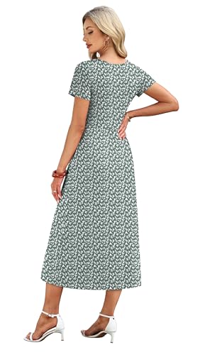 Image of OFEEFAN Summer Dresses for Women Flowy Casual A-Line Midi Dress Beach Vacation Sundresses with Pockets S-2XL