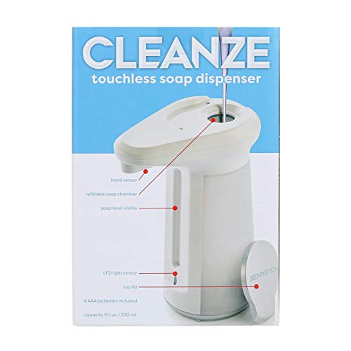 Image of Cleanze Touchless Soap Dispenser | Automatic Liquid Soap & Hand Sanitizer Dispenser | Hands-Free, 11.1oz (Pack of 2, White)