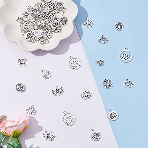 SUNNYCLUE 1 Box 88Pcs 11 Styles Lotus Yoga Om Ohm Flower Charms Pendants Links Connectors Beads Jewellery Findings Accessories for DIY Earring Necklace Bracelet Jewelry Making - Image 4