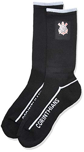 Meia Cano Longo Corinthians, Licenciado Corinthians, Adulto Unissex, Preto, 39 - 43