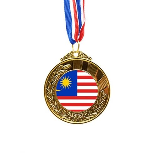Medalla nacional de Malasia Asia country para primer puesto con cinta dorada
