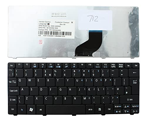 Keyboards4Laptops UK���C�A�E�g �u���b�N�o�[�W����2 (�摜�����m�F��������) �����p�m�[�g�p�\�R���L�[�{�[�h Acer Aspire One 532H-2575�ɑΉ�