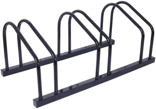 3 Bikes Floor Bike Stand, Bike Parking Rack Garage Bike Storage Stand Indoor/Outdoor 22-28" Wheel Stand, Max. Tire Width 2.15" (Black)