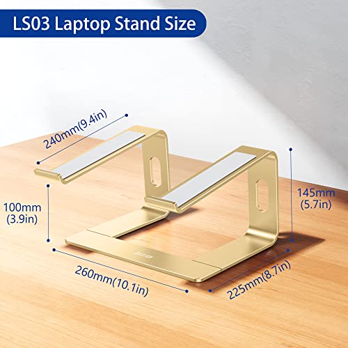 Image of BESIGN LS03 Aluminum Laptop Stand, Ergonomic Detachable Computer Stand, Notebook Riser, Laptop Mount Compatible with Air, Pro, Dell, HP, Lenovo More 10-15.6 inch Laptops, Gold