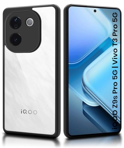 Image of WOW IMAGINE Shockproof Hybrid Back Cover for iQOO Z9s Pro 5G | Vivo T3 Pro 5G | Hard Slim fit Back Case | PC & TPU | Clear Transparent Case - Black