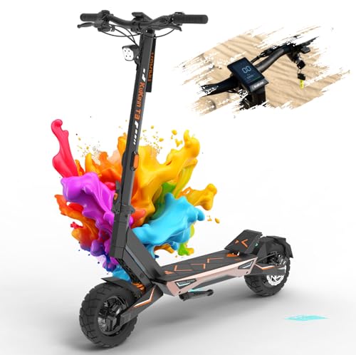 KuKirin T3 Patinete Electrico Adultos, 10” Patinete Eléctrico Todoterreno, Motor Eficiente de 500W & Batterie 48V 15.6Ah hasta 58Km de Autonomía, Doble Suspensión & Luces RGB y Carga Máxima de 120Kg