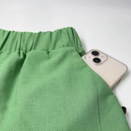 Womens Linen Pants with Pockets Loose Elastic High Waisted Comfy Beach Trousers Summer Lightweight Embroidered Casual Pants3