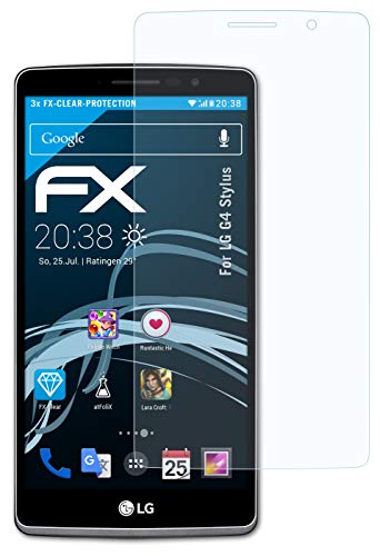atFoliX Screen Protection Film compatible with LG G4 Stylus Screen Protector, ultra-clear FX Protective Film (3X)