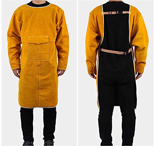 Delantal De Soldadura, Delantal Protector De Cuero De Piel De Vaca Para Soldadores...