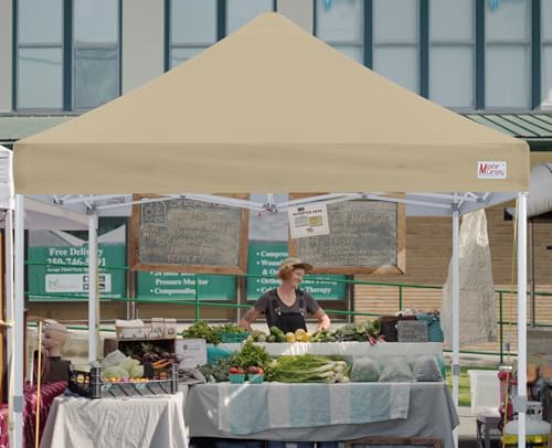 Image of MASTERCANOPY 10x10 Heavy Duty Pop Up Canopy Tent with Roller Bag(Beige)