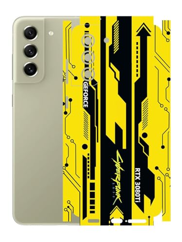 Image of AtOdds - Full Body Back Screen Guard Protector Film - Lamination Wrap Skin Sticker Compatible with Samsung Galaxy S21 FE | Scratchproof Matte Finish (Design - Yellow Cyberpunk)