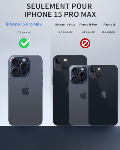 Coque étanche iPhone 15 Pro Max Lanhiem Bleu compatible MagSafe