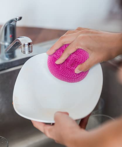 Image of 24 Shabbat Sponges Non Absorbent Plastic Mesh Scourer Assorted Colors for Dishes Non Scratch for Non Stick and Coated Cookware