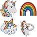 DecoPac Rainbow Unicorn Rings, Cupcake Decorations, Magical Food Safe Cake Toppers, Multi-Coloured – 24 Pack