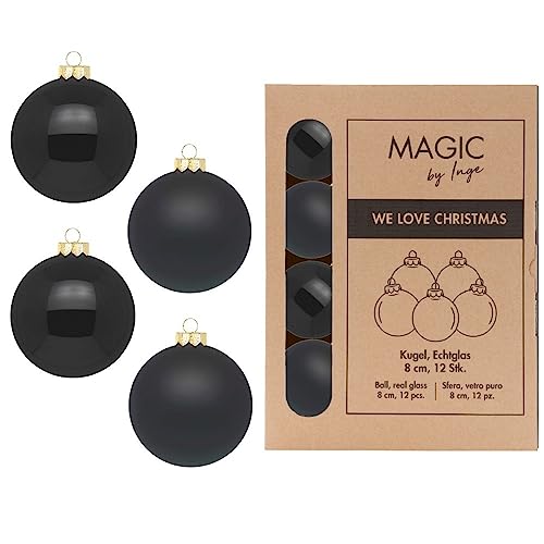 Kugel Ebony Black - WE Love Christmas - Magic by Inge - 12 Stück / 8cm