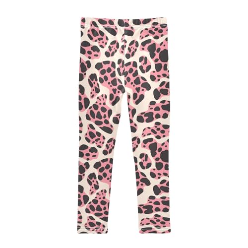 KLL Leopard Pattern Pink Black Toddler Girls Athletic Leggings Casual High Waisted Workout Pants Running2