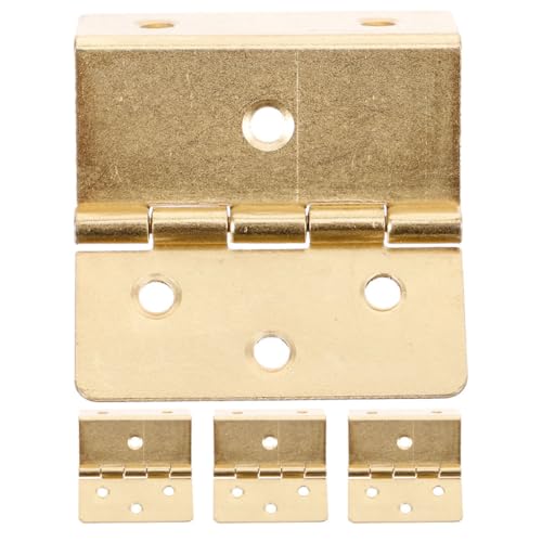 LABRIMP 4 Bisagras Metálicas Vintage de Triple Pliegue Bisagras Decorativas de Montaje Exterior para Puertas y Armarios de Metal Amarillo 6 Orificios Uso en Muebles Joyeros y Cajas