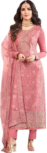 Image of Women's Wear Ready To Wear Designer Salwar Kameez Suits Indian Pakistani Beautiful Plazzo Pant Dress (US, Numeric, 44, Regular, Regular, Pink 1)