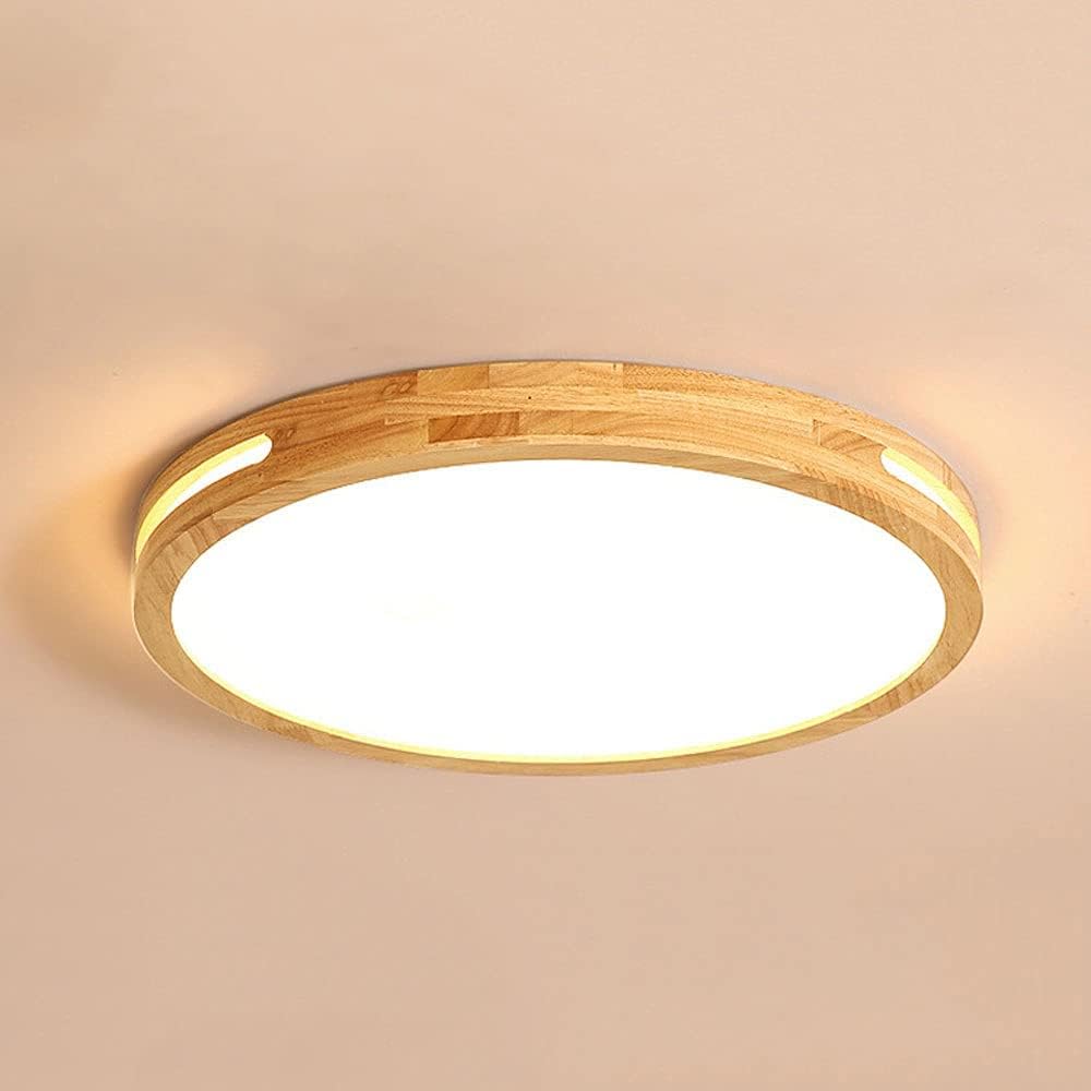 ナチュラルソリッドウッドフレームラウンドledフラッシュマウント天井ライトフレーム 中空デザイン天井照明ホワイトライト5000kシーリングランプ寝室の収納室のクロークルームで使用 定番から日本未入荷