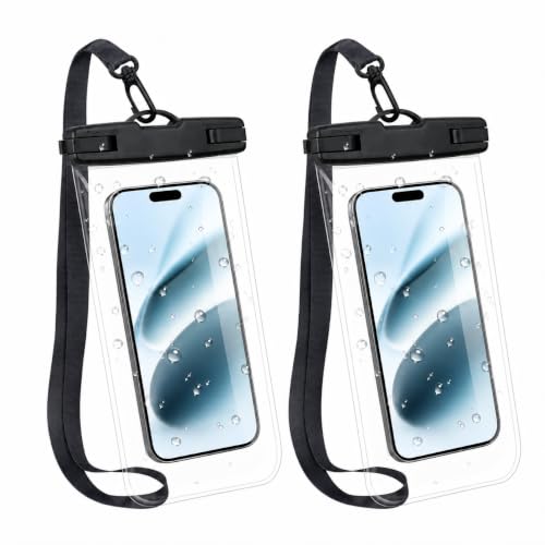 Image of Waterproof Pouch for Phone Black Black Pack of 2 with Lanyard