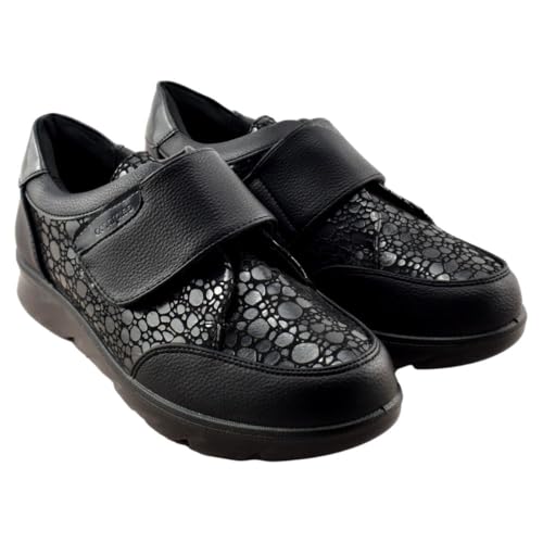 amarpies - Zapato de Horma Ancha con Cierre Adhesivo y Plantilla extraíble 296893 Sintético Mujer Color: Negro Talla: 37 amarpies - Zapato de Horma Ancha con Cierre Adhesivo y Plantilla extraíble 296893 Sintético Mujer Color: Negro Talla: 37