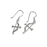 Pendientes Plata Ley 925M Largos 18mm. Mujer Arco Flecha Lisos Cupido Cierre Hippie