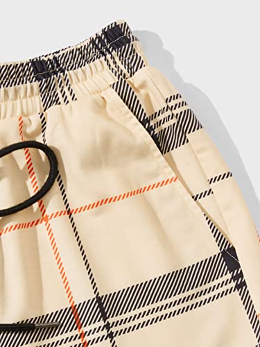 WDIRARA Men's 2 Piece Outfit Bear Print Short Sleeve Tee and Plaid Drawstring Waist Shorts Set3